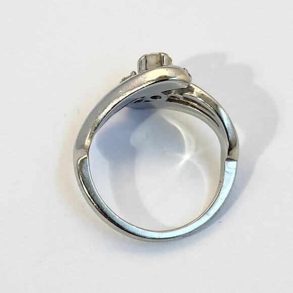 White Gold 18K Solid Natural 3 Diamond .45cts Ring Sz 5 4.28g VTG - Picture 12 of 14